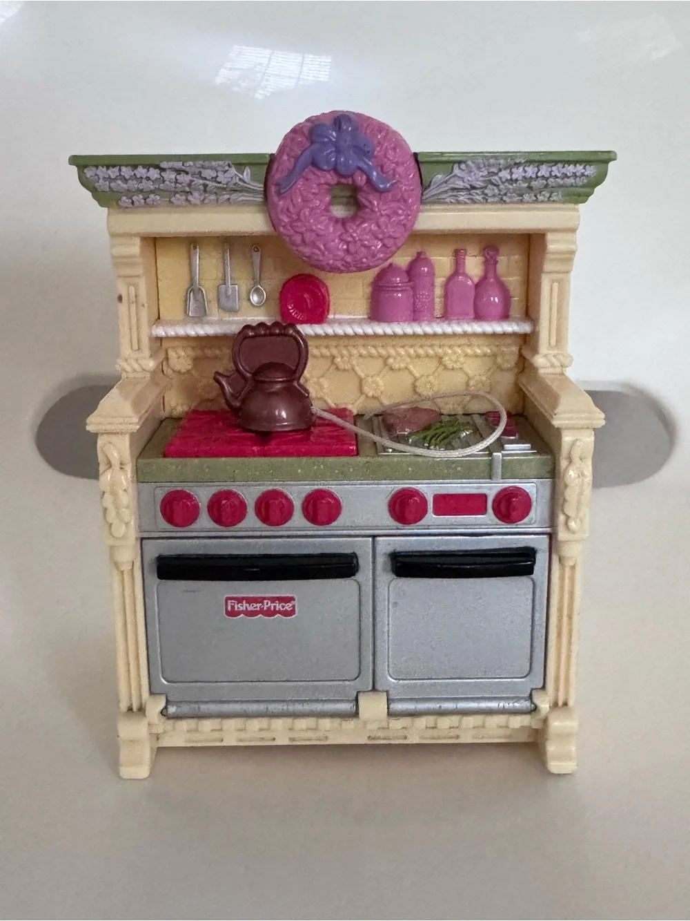 VTG Fisher Price Loving Family Dollhouse Kitchen Unit Sounds Stove Oven Untested